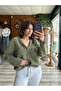 Women's Green Hooded Star Embroidered Pocketed Drawstring Cotton Linen Shirt Jacket - 3