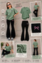 Summer Black Spanish Flared Pants and T-Shirt, Children's Girl's Set with Small Bow Print Design - 2