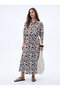 Long Patterned Brown Skirt