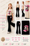 Summer Black Spanish Flared Pants and T-Shirt, Pink Hat Horse Print Design Kids Girls Set - 2