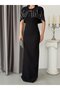 Black Bolero Stone Embellished Underwire Long Evening Dress - 6