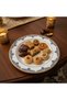 White Porcelain Dessert Plate with Golden Rim & Navy Blue Floral Design — 8 Inch - 3