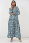 Women's Patterned Long Hijab Dress 1155 - F.Mint - 3