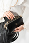 Women's Faux Leather 3-Compartment Metal Zippered Crossbody Small Shoulder Bag