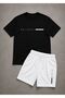 Men's Balance Printed Crew Neck Oversize T-Shirt Shorts Set Sporty Summer 2-Piece T-Shirt Shorts Combination