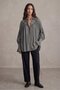 Anthracite Women's Oversized Off-Shoulder Shirt with Gathered Sleeve Detail - 2