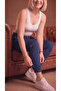 Women's Navy Blue Elastic Cuffed 3-Pocket Zippered Parachute Sweat-Wicking Trousers with Back Pockets - 6
