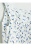 Blue Square Neck Floral Waist-Slit Dress - 5