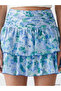 Nevavm Floral Ruffle Mini Skirt with Zipper at Waist - 3
