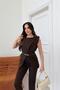 Women's Brown Shoulder Button Detailed Sleeveless Blazer Pants Suit ---Nbtkm4061 - 5