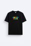 Super Papa Father's Day Printed Cotton Fabric Black T-Shirt T-Shirt