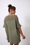 Women's Khaki Mesh Detailed Pocketed Cotton Linen Loose Bohemian Pinterest V-Neck Short Sleeve Blouse Tunic - 8