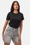 Women's Black S6-1 Crew Neck Organic Cotton T-Shirt - 6
