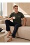 Men's Khaki Crew Neck 3-Button Chest Pocket Seasonal Cotton Lycra Short Sleeve Pocketed Pajama Set - 5