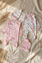 Floral Patterned Cotton Baby Girl 4-Piece Romper Set - 2