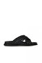 Black Leather Women's Flat Slippers