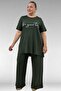 68504 Plus Size Short-Sleeved Printed Combed Cotton Tunic - Khaki - 4