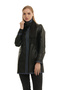 Blue Black Delux Women's Leather Coat - 8