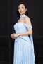 Top Atlas Fabric Bottom Chiffon Satin Designer Dress - Baby Blue - 2