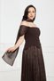Top Atlas Fabric Bottom Chiffon Satin Designer Dress - Brown - 3