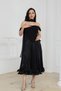 Top Atlas Fabric Bottom Chiffon Satin Designer Dress - Black