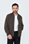 Brown Men's Seasonal Coat with Side Pockets and Zipper - 5