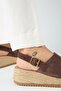 Penny Women's Genuine Leather Belted Buckle Brown Sandals - 6