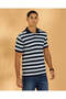 Men Navy and Blue And Striped Polo Shirt