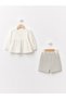 Baby Girl Cotton Blouse-Quilted Shorts 2-Piece Set
