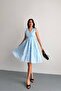 Embroidered Midi Dress Blue