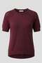 Women's Crew Neck Short Sleeve Openwork Detailed Knitwear Blouse 1550 Plum - 6