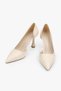 Women's Lucas Ecru Skin Asymmetrical Cut Heeled Shoes Stiletto - 2