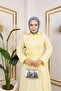 Women's Standard Collar Buttoned Fixed Belted Loose Sleeve Hijab Dress - 2