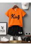 Summer Children's T-Shirt Shorts Unisex (King Crown Black Print)