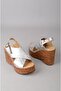Seç 4023 genuine leather wedge heel sandal (heel height: 10 cm, platform: 3.5 cm) silver - 5