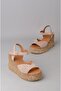 Seç 4036 Genuine Leather Padded Heel Sandals (Heel Height: 9 Cm, Platform: 3 cm) Mink Suede - 6