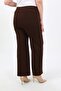 Women's Brown Lycra Crepe Wide Leg Plus Size Trousers - 2
