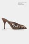 Judith Brown Satin Open Toe Detailed Caged Women's Heeled Slippers - 2