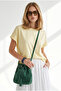 Women's Yellow Bat Model Sleeve Folded Loose Fit Cotton T-Shirt Tsh-19001003