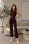 Women's Brown Belt Detailed Vest and Pants Two-Piece Set Nbstr4061 - 3
