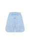 Blue Contrast Detailed Linen Shorts - 6