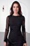 Women's Black Glitter Detailed Maxi Tulle Dress - 3