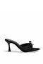 Meet Women's Black Satin Bow Detailed Pointed Toe 7 cm Thin Heeled Mule Slippers - 4
