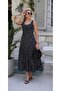 Buketli̇ Women's Square Collar Large Polka Dot Hem Flared Straps Combed Cotton Long Dress - 6