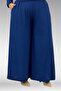 47073 Plus Size Wrinkled Trousers Suit - Navy Blue - 4