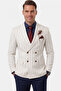 Men's White Striped Double-Breasted Blazer Jacket – Slim Fit Modern Cut Stylish Summer Jacket 2600814 - 2
