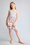 100% Cotton Floral Sleeveless Combed Cotton Blue Dress Girls H2700A826Hs - 2
