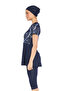 Short Sleeve Lycra Semi-Closed Swimsuit 6274 Dark Navy Blue - 3