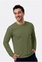 100% Organic Cotton Khaki Crew Neck Long Sleeve Men's T-Shirt