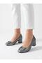 Women's Silver Thick Heel Comfortable Fit Heeled Shoes - 2